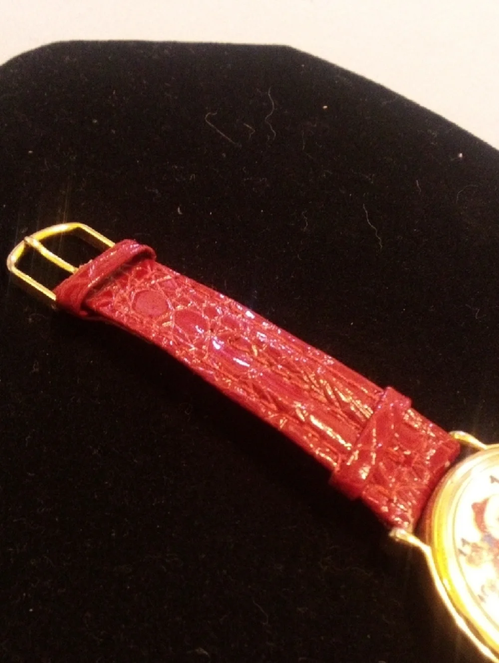 Holiday Santa Glitter Dial Watch with Red Strap